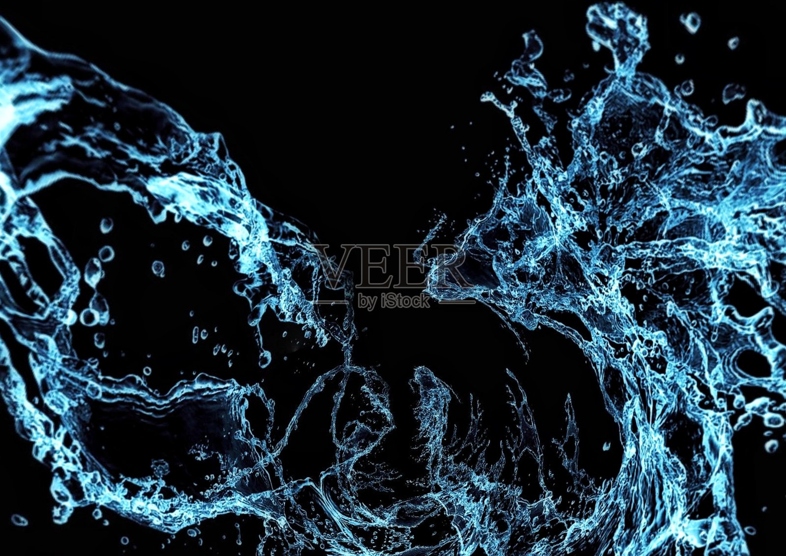 蓝色飞溅的3D插图照片摄影图片