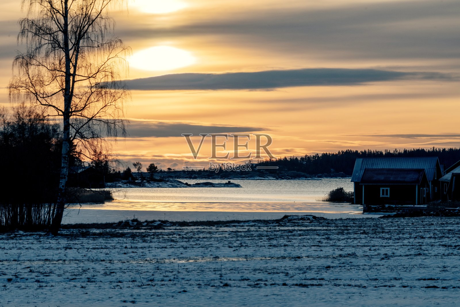冬天的日落照片摄影图片