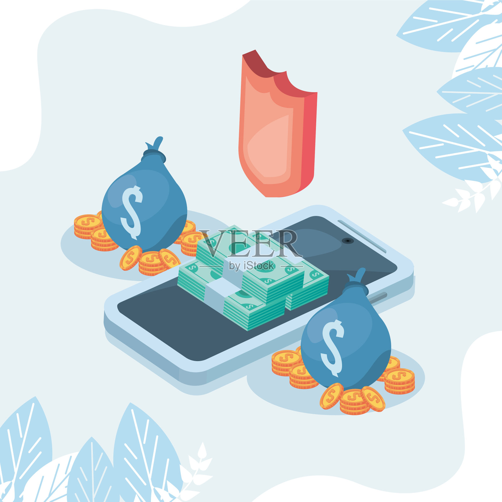 智能手机和经济图标插画图片素材