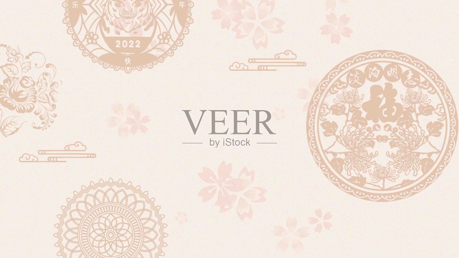 淡色中国风简洁元素印花背景插画图片素材