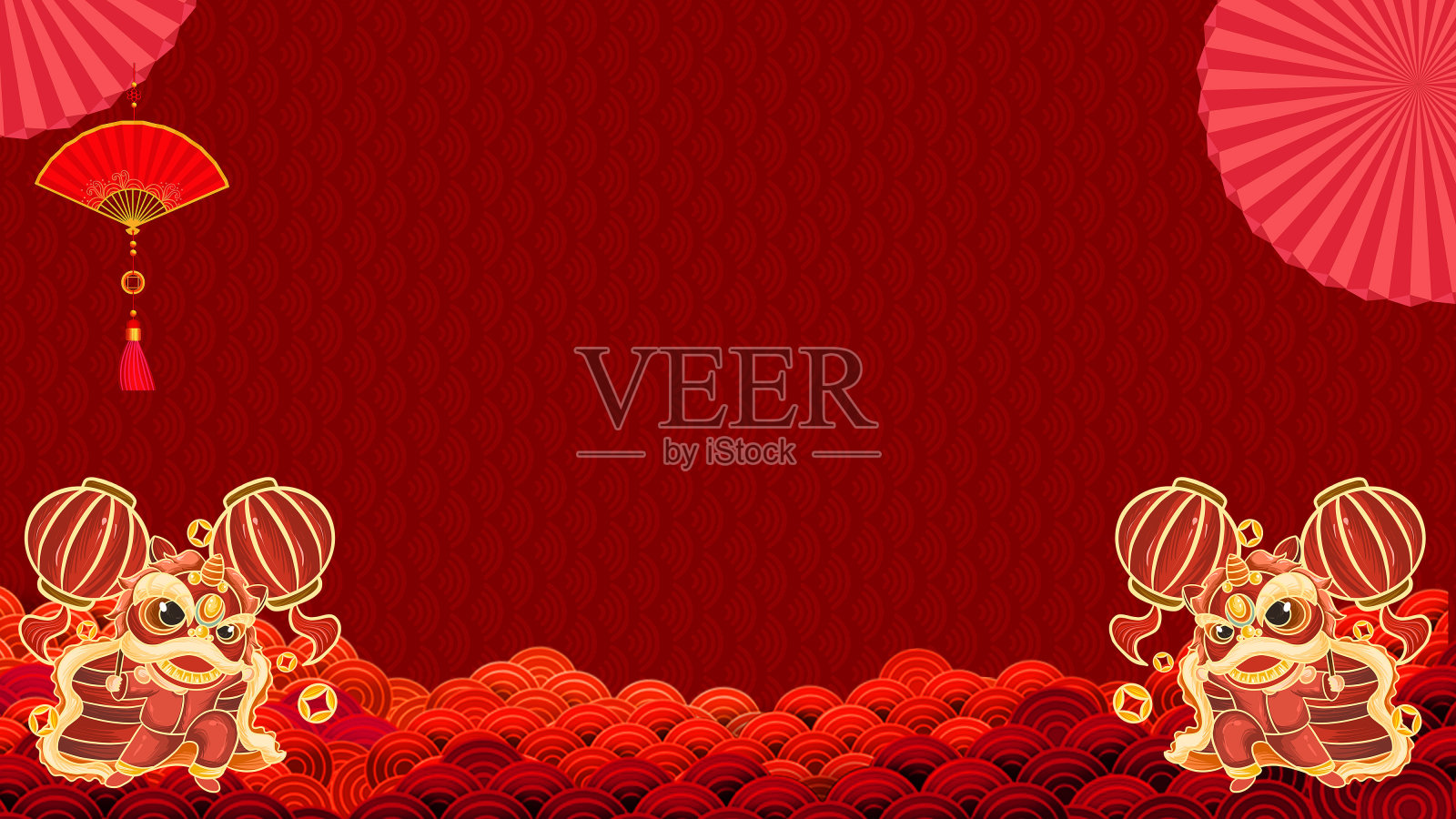 中国风大气红色福字新年背景插画图片素材