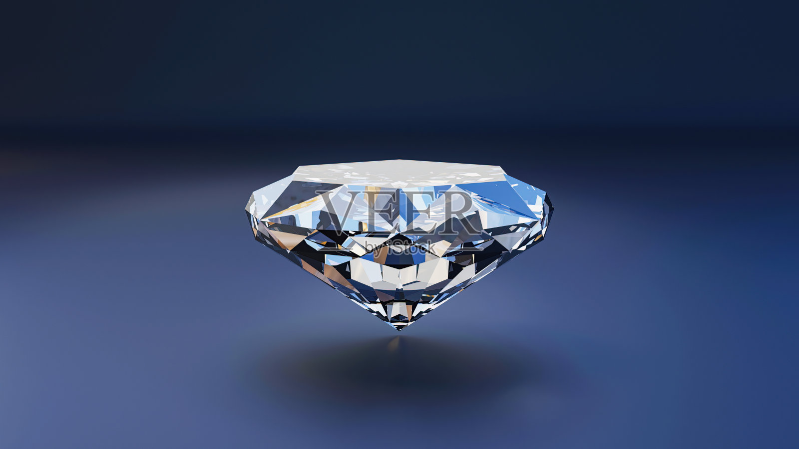 闪亮的光圆辉煌切割钻石与阴影和发光的镜头耀斑。三维渲染照片摄影图片