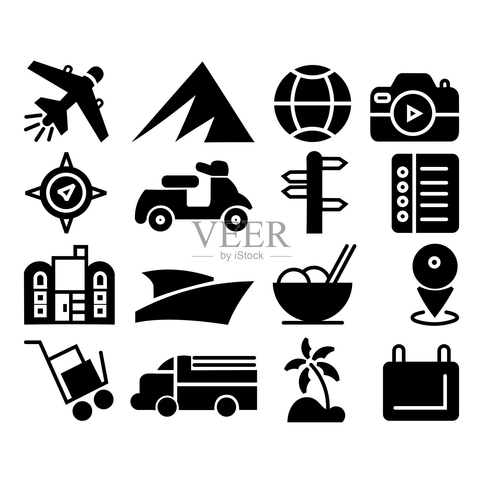 旅游图标设置旅游简单图标集合图标素材