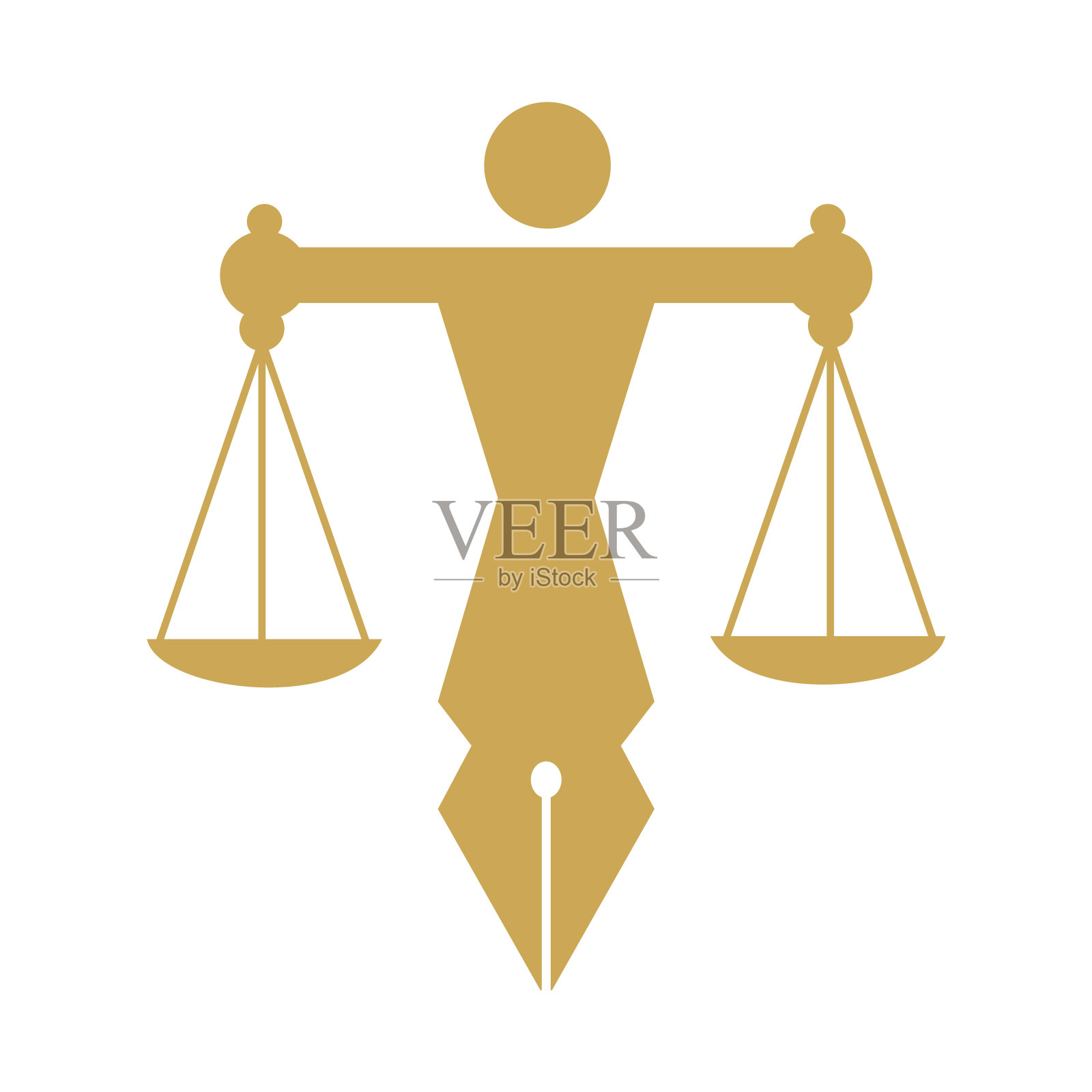 人类正义的天平在笔尖上。插画图片素材