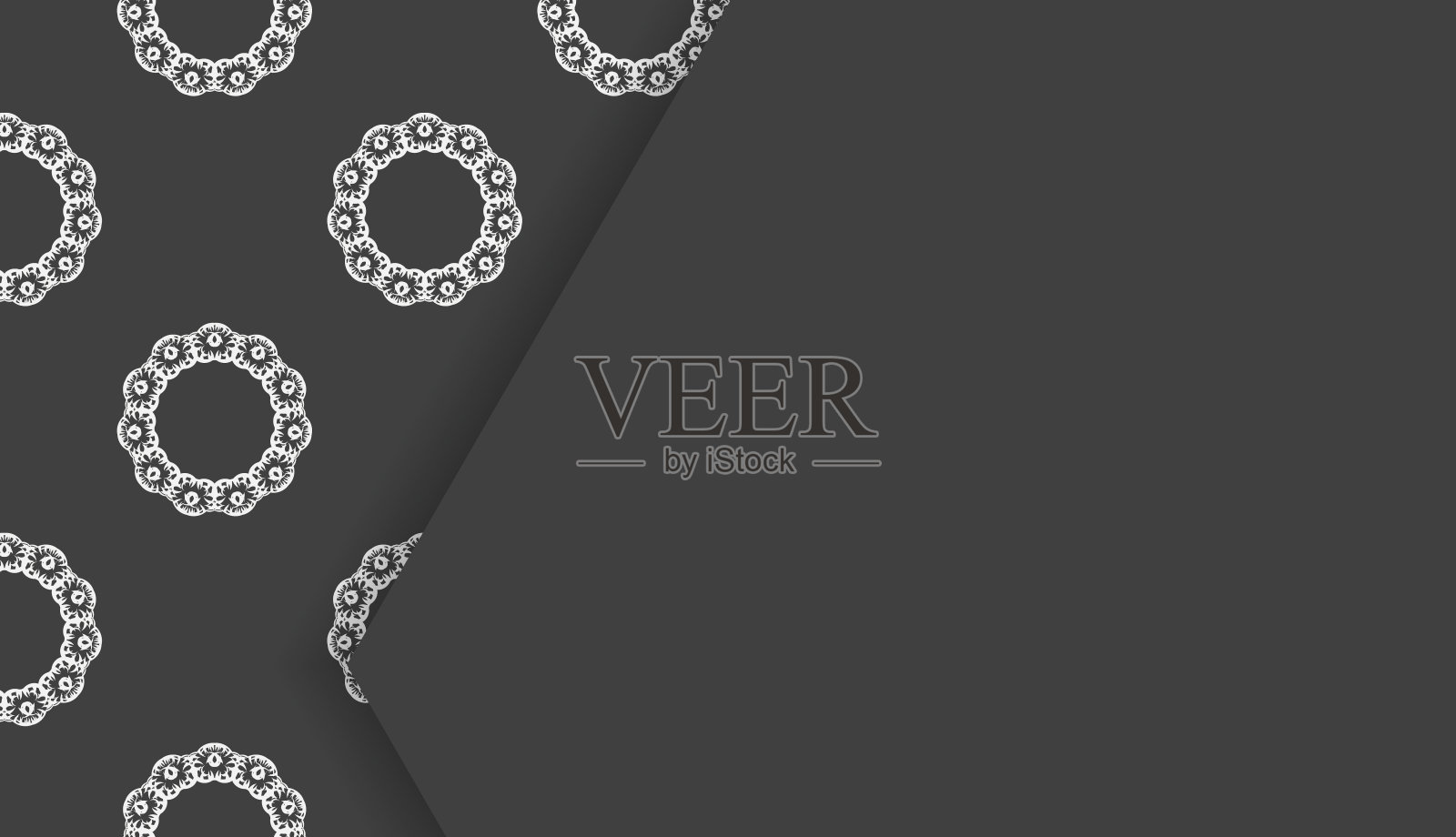 黑色横幅与抽象白色装饰标志设计插画图片素材