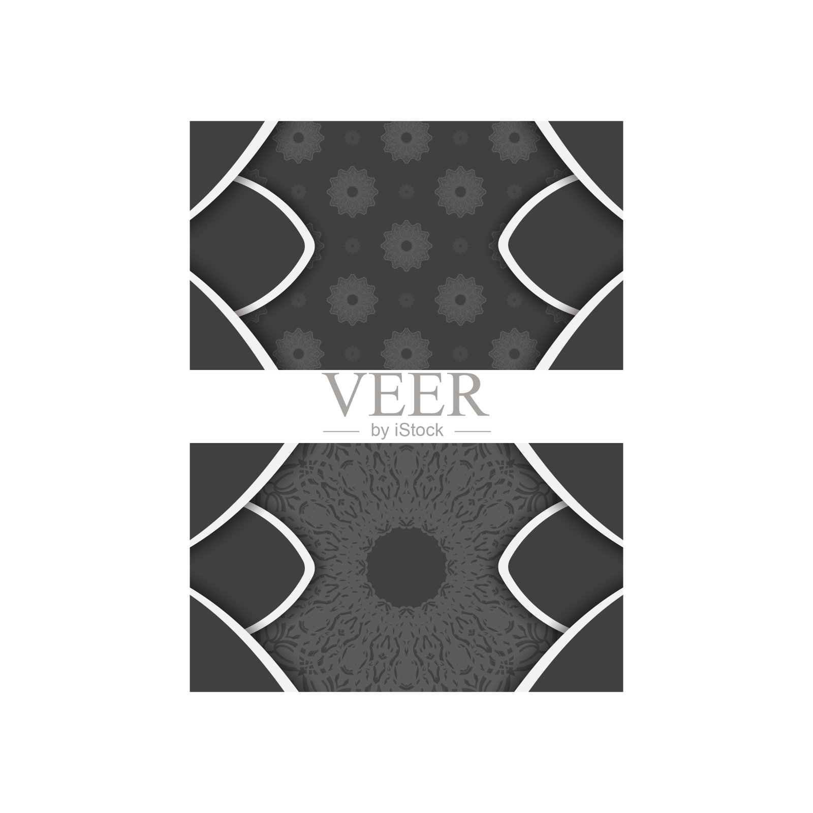 黑色名片与豪华的白色图案为您的业务。插画图片素材