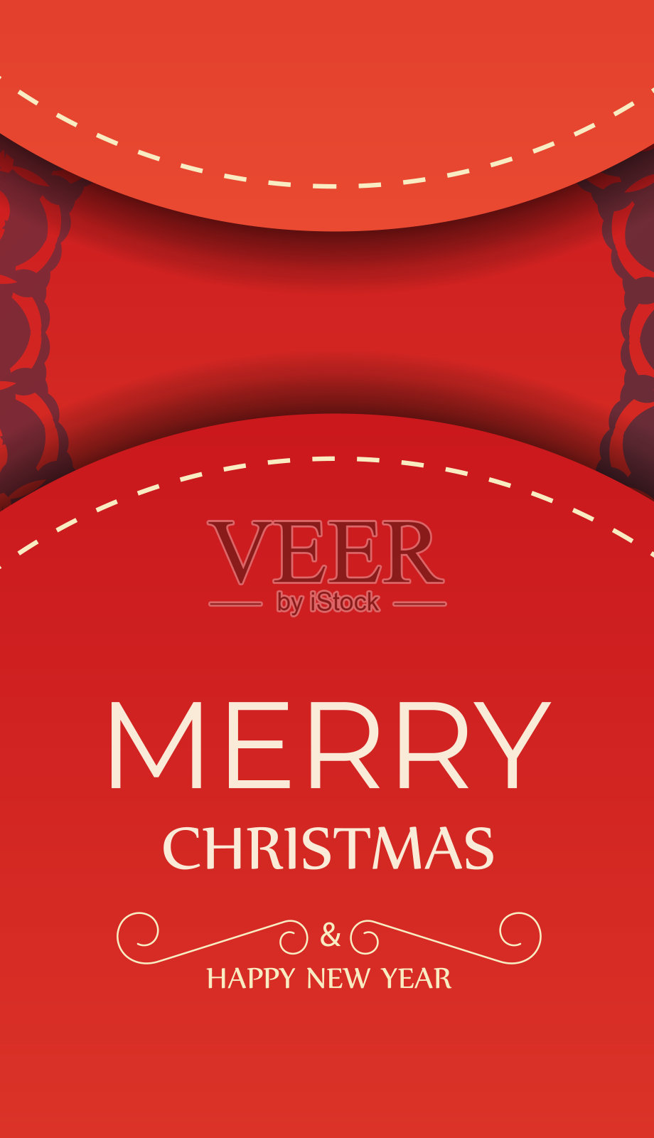 圣诞快乐红色问候传单模板与年份勃艮第装饰设计模板素材