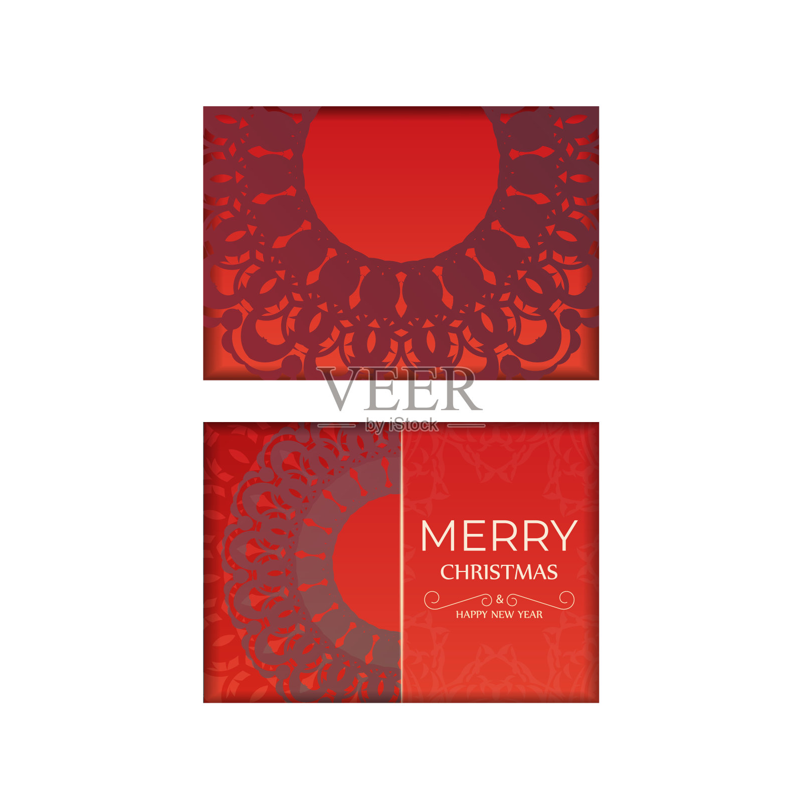 圣诞快乐红配抽象酒红色点缀设计模板素材