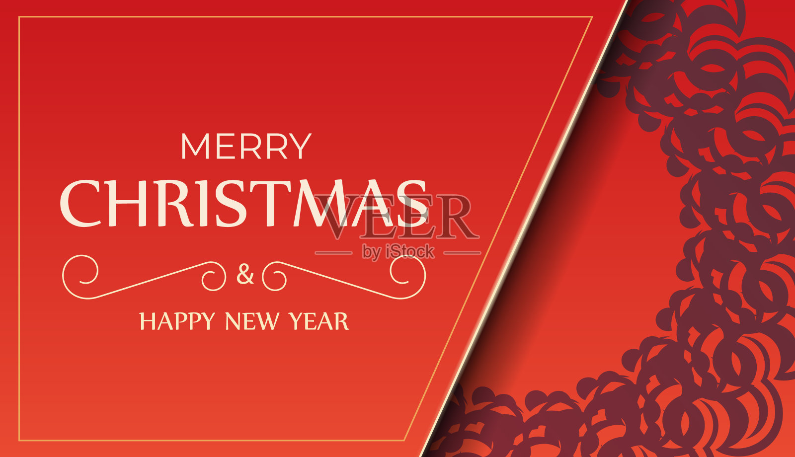 圣诞快乐的红色与年份酒红色装饰设计模板素材