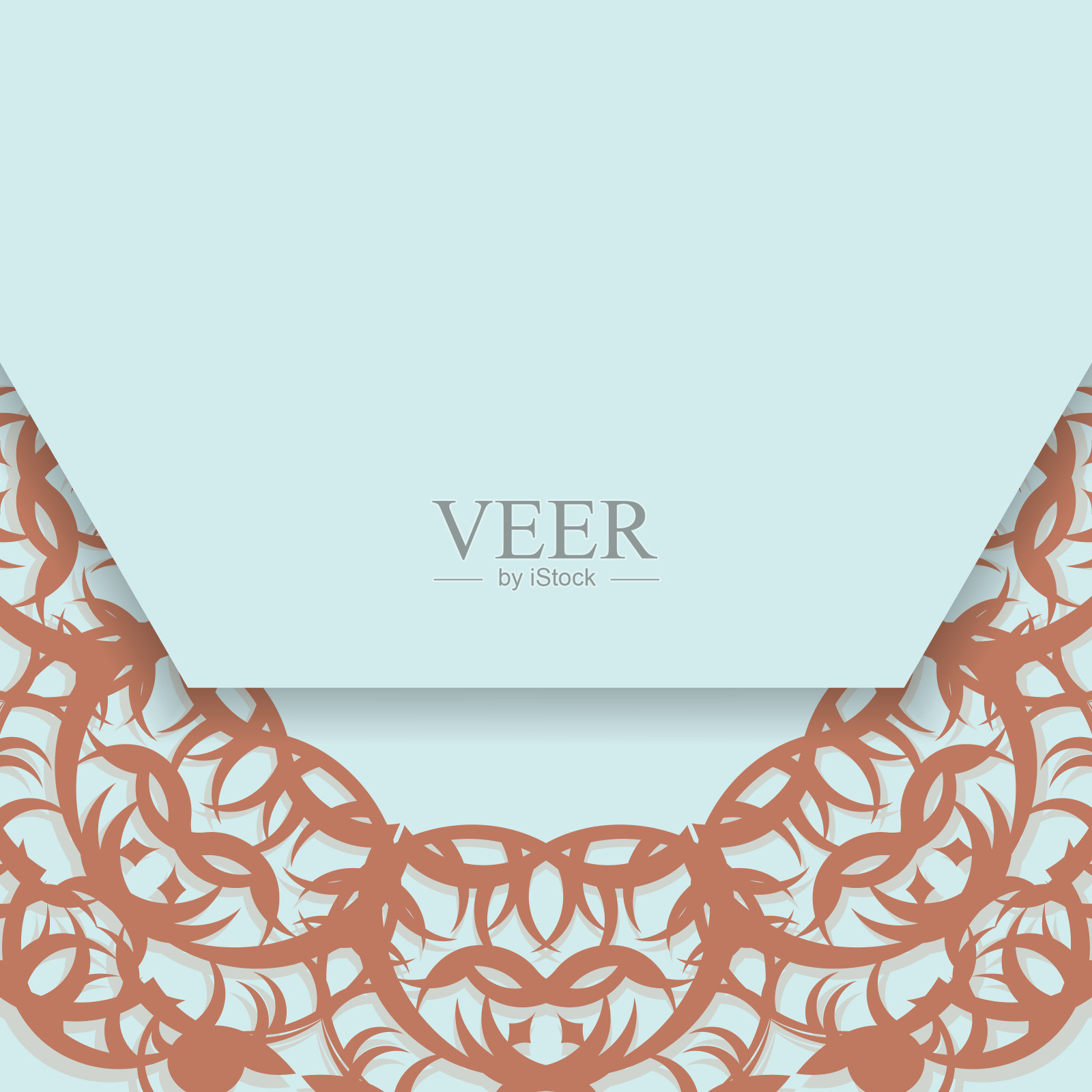 为您的品牌配上珊瑚装饰的海蓝宝石色宣传册。插画图片素材