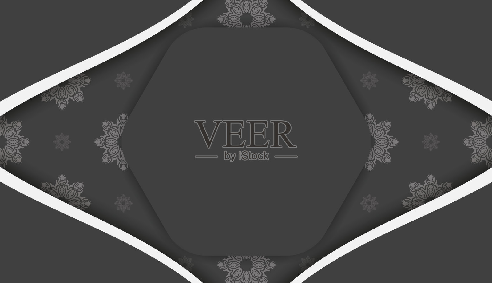 黑色横幅与旧的白色装饰和地方的文本插画图片素材