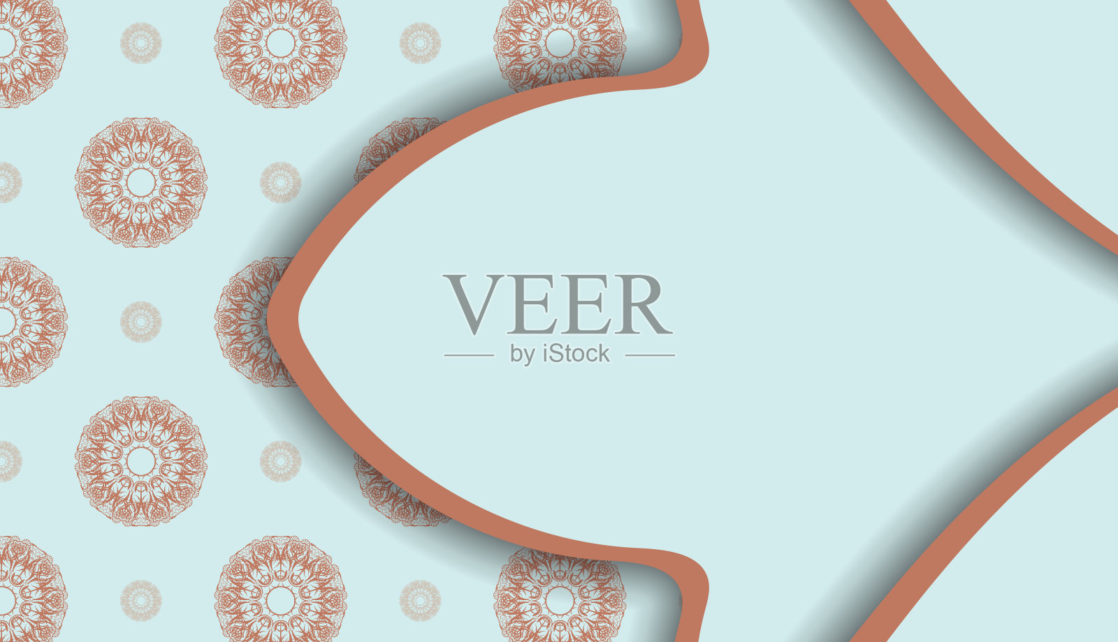 Baner在海蓝色与复古珊瑚图案的设计下你的标志或文字插画图片素材