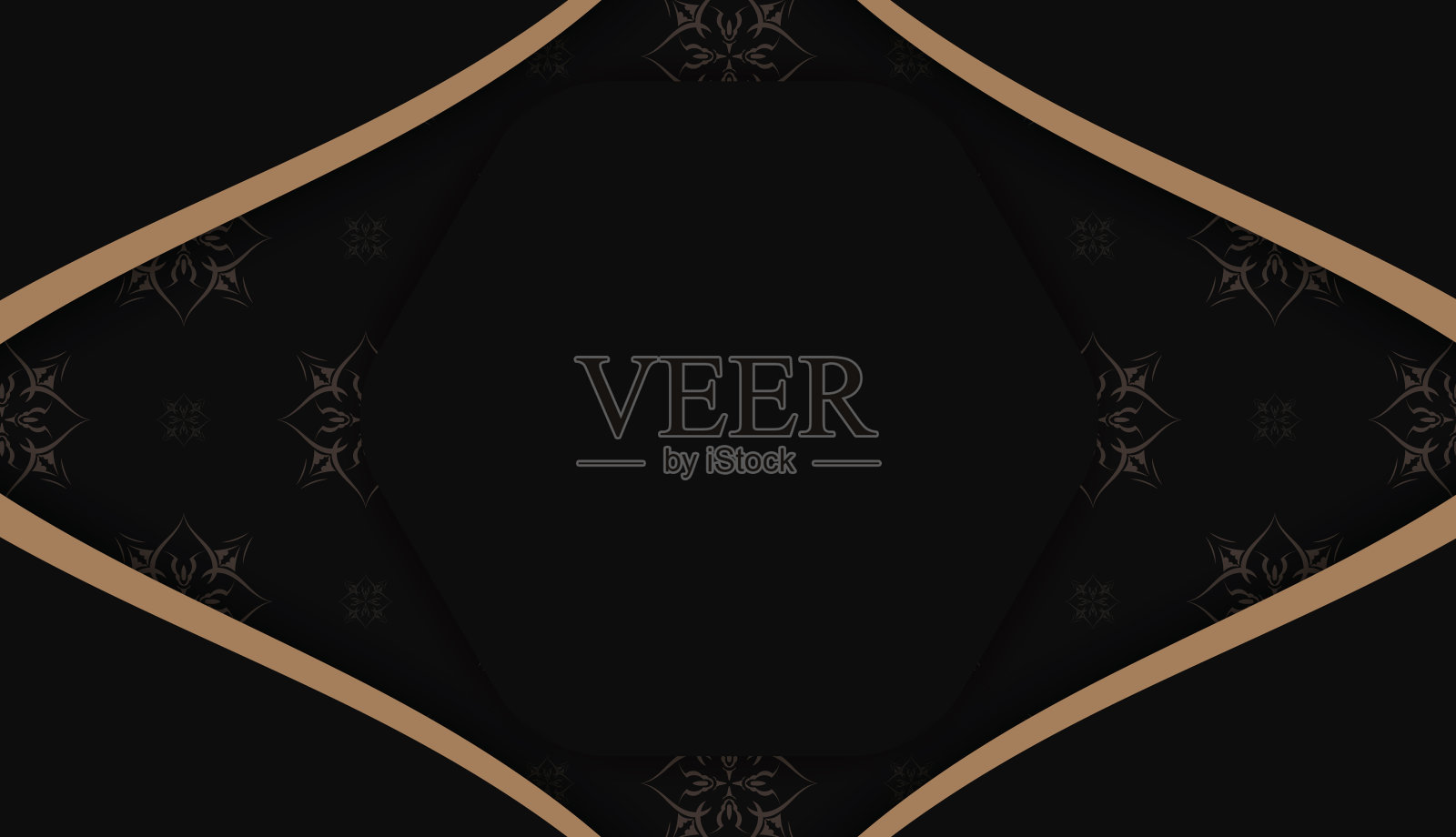 黑色横幅模板与抽象的棕色图案为您的标志下的设计插画图片素材