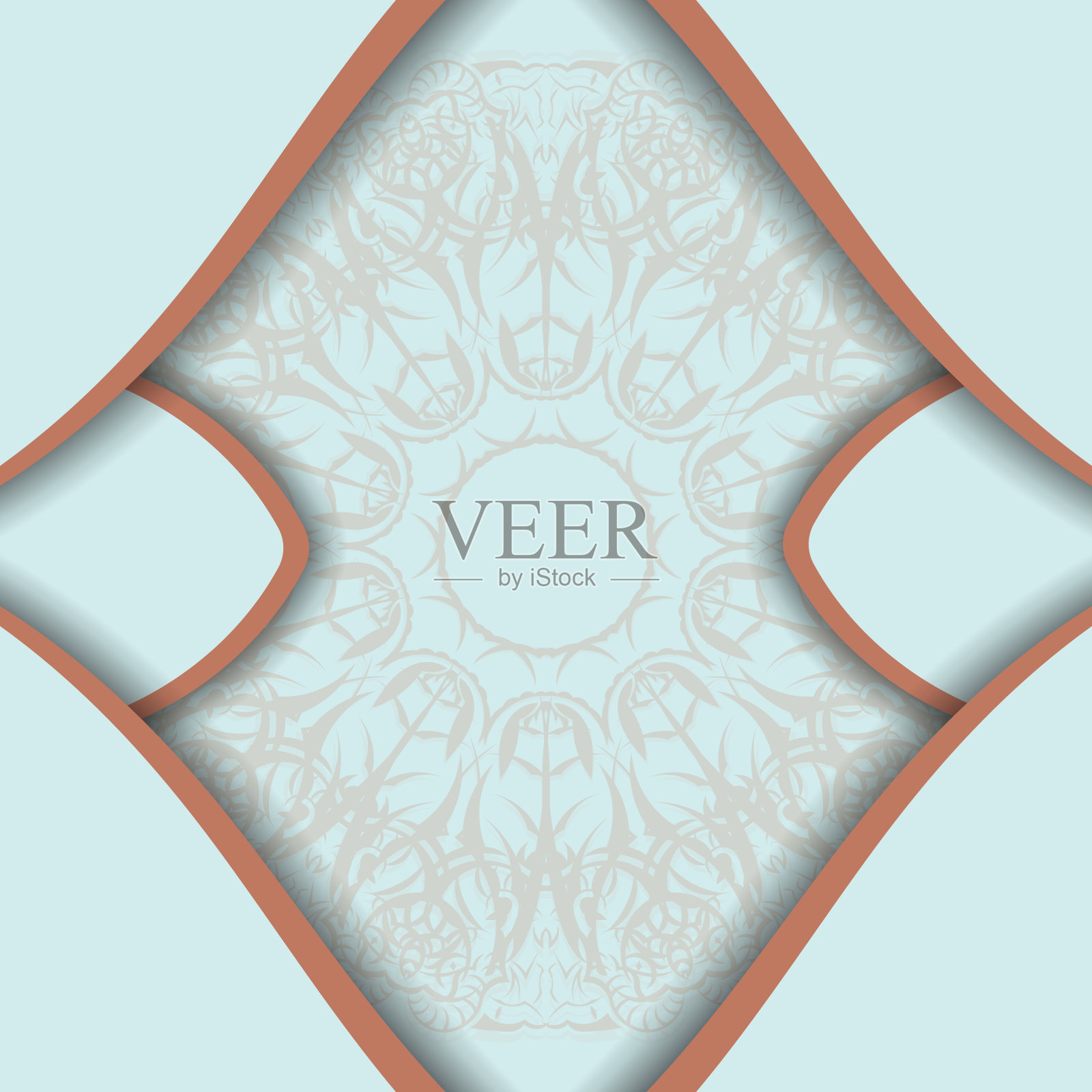 一本带有复古珊瑚图案的海蓝宝石小册子是为印刷而准备的。插画图片素材