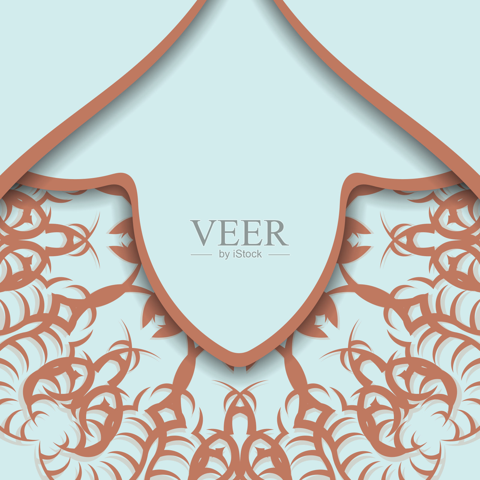 向你表示祝贺的复古珊瑚纹海蓝宝石卡片。插画图片素材