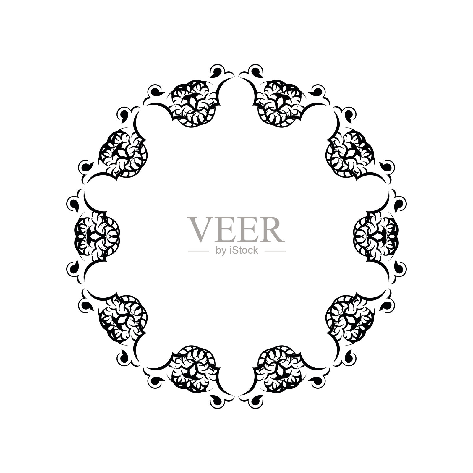 圆形曼陀罗图案的形式为指甲花，曼陀罗，纹身，装饰。具有东方民族风格的装饰装饰。插画图片素材