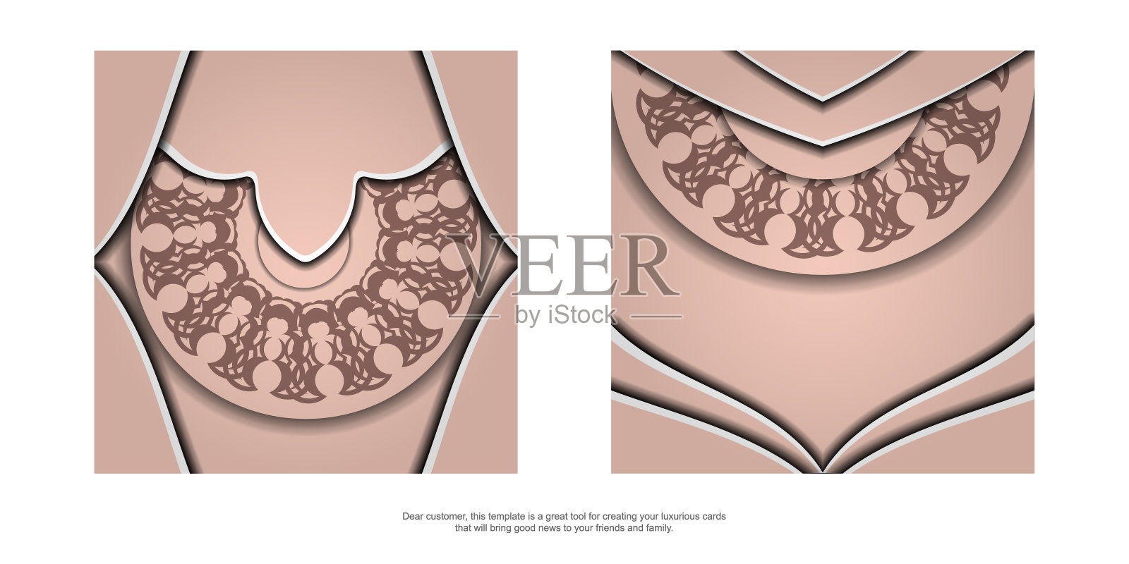 为祝贺您，明信片为粉红色，图案豪华。插画图片素材