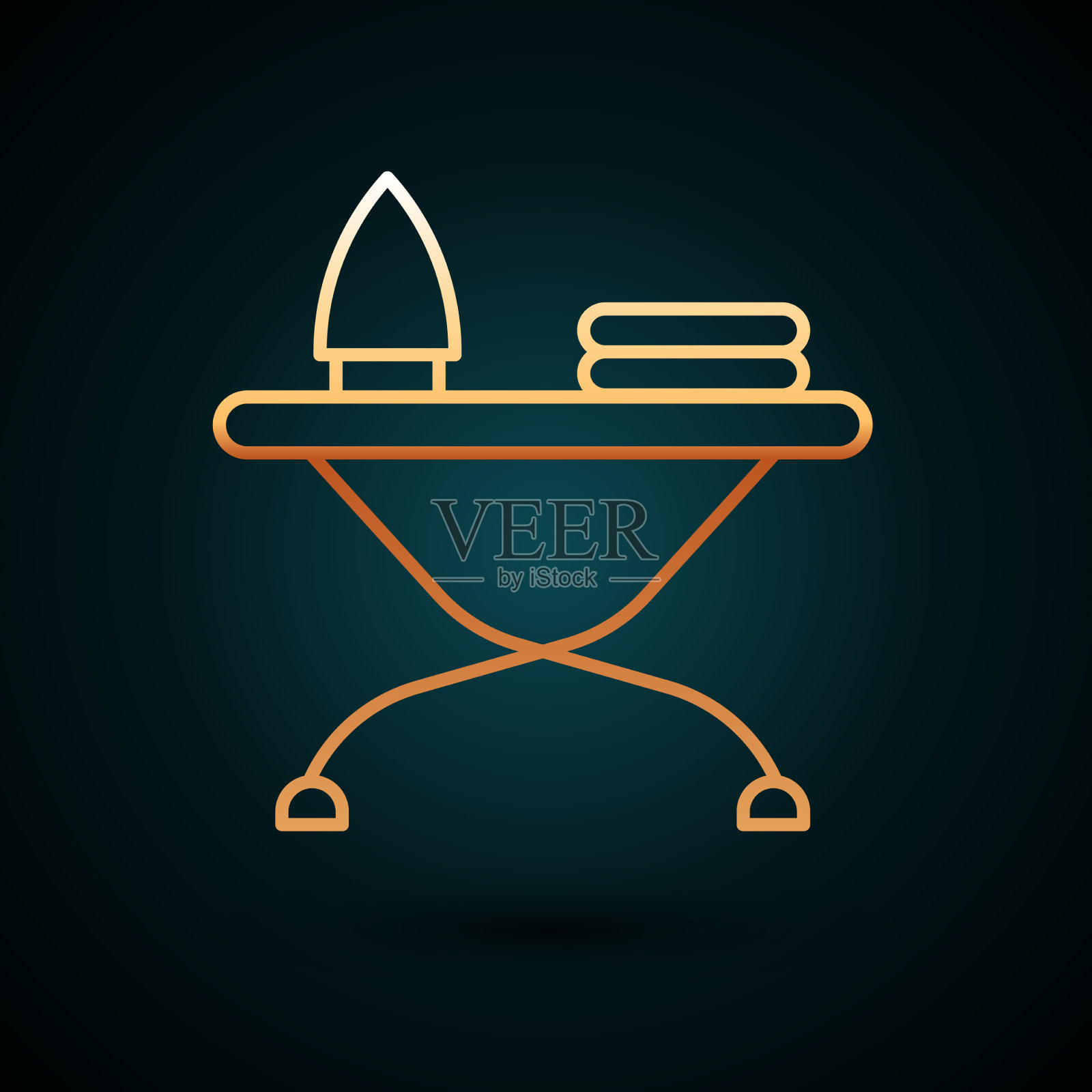 金线电熨斗和烫衣板图标图标素材