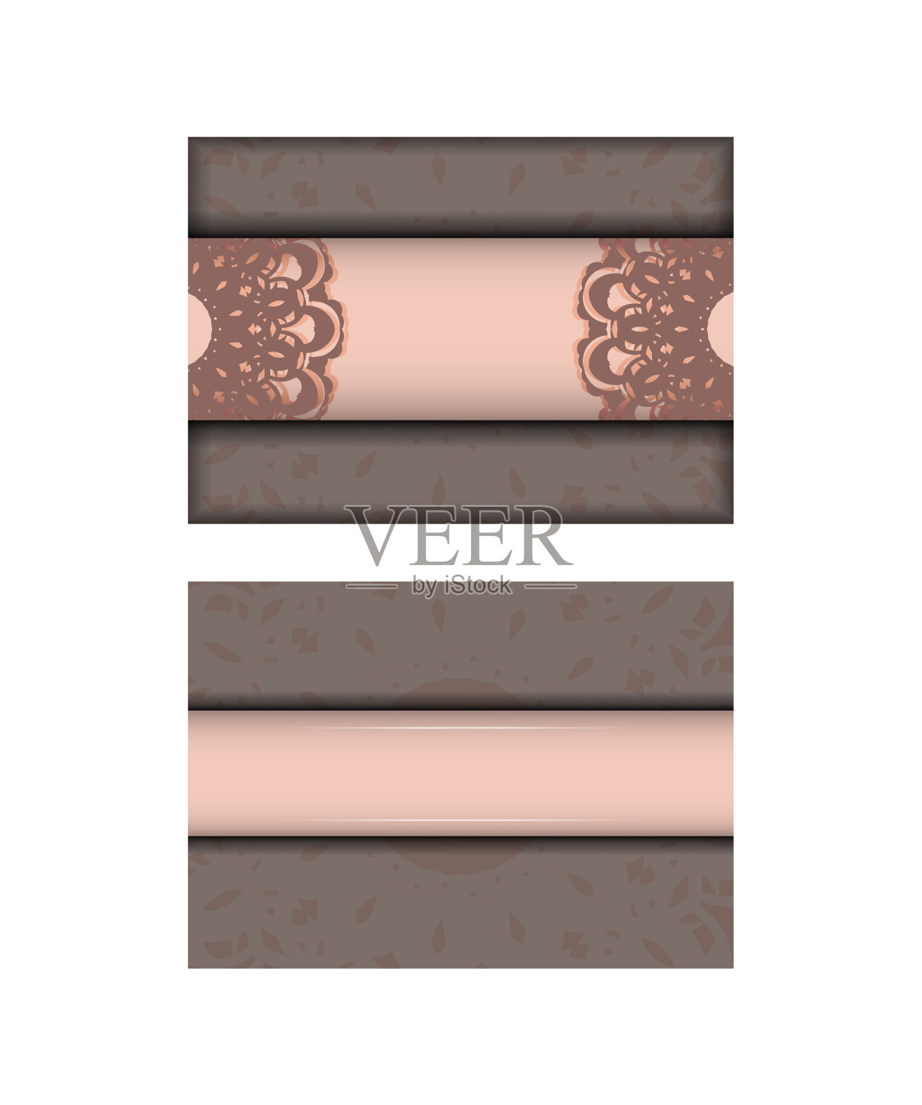 贺卡在粉红色与曼荼罗装饰准备印刷。插画图片素材