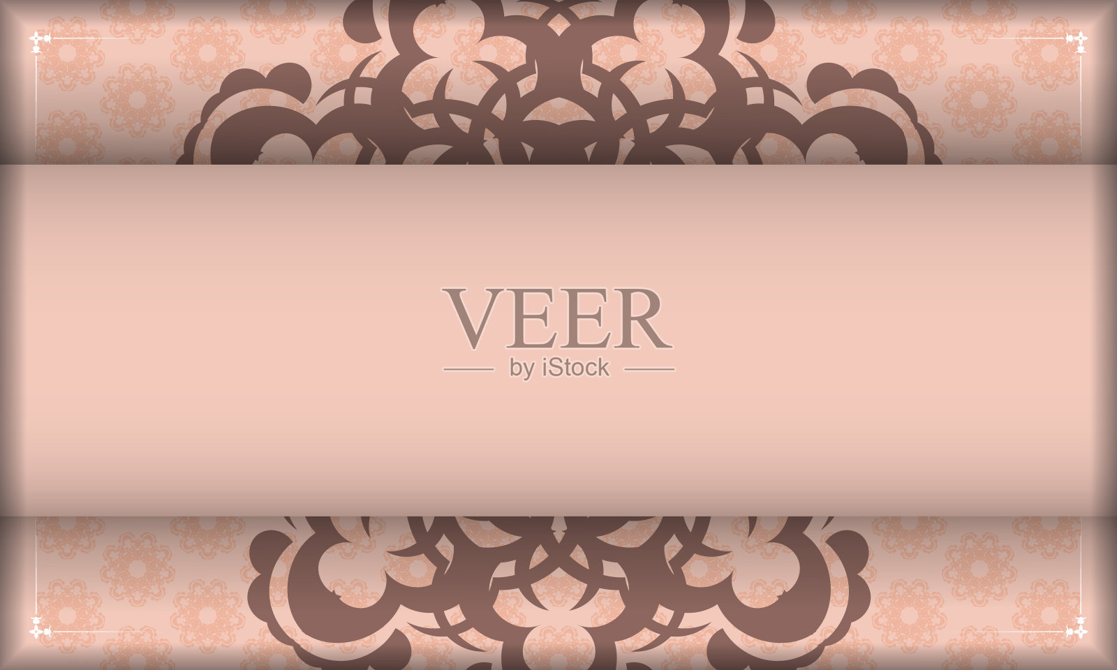 传单在粉红色的曼陀罗装饰准备印刷。插画图片素材