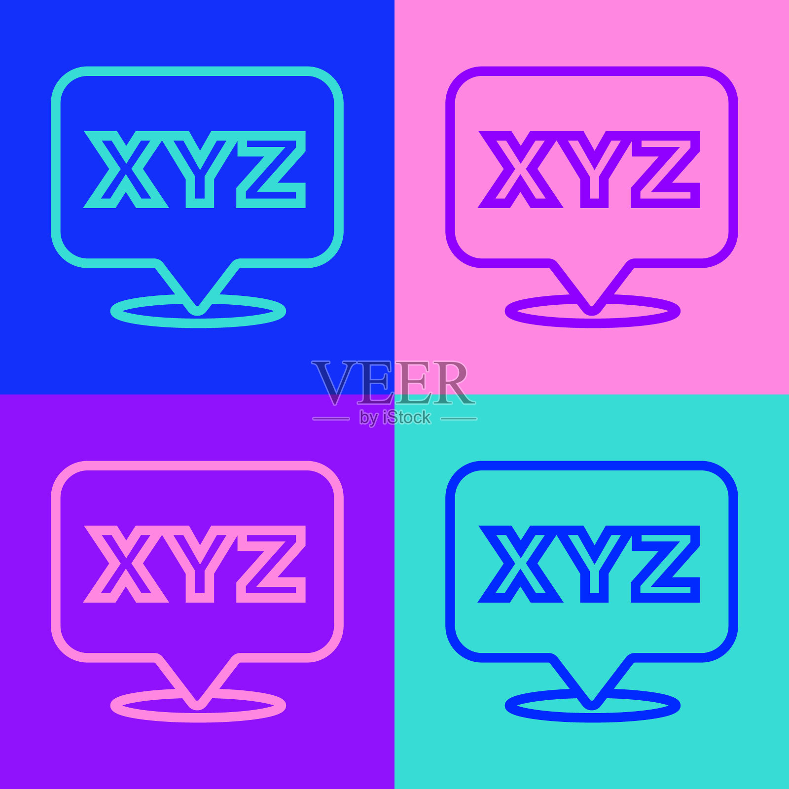 图形线条XYZ坐标系统图标孤立在颜色背景上。XYZ轴用于图形统计显示。向量图标素材