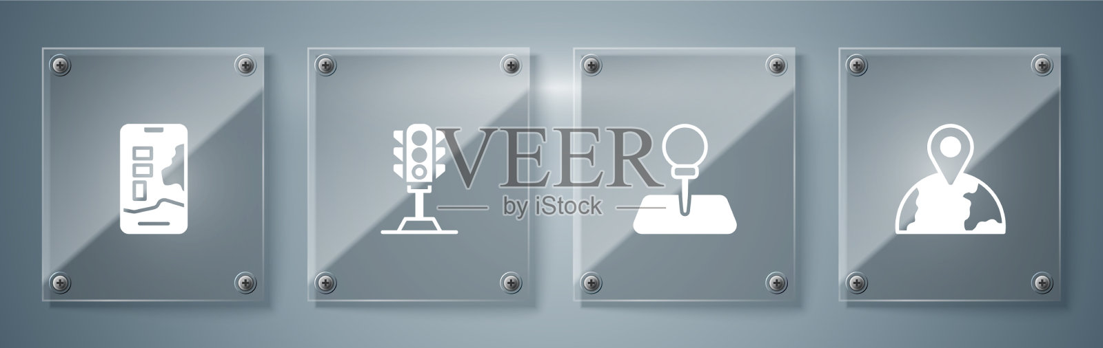 在地球仪上设置交通信号灯的位置图标素材