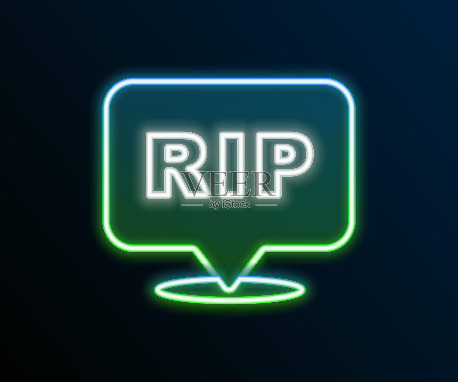 发光的霓虹灯线讲话气泡撕裂死亡图标孤立在黑色背景上。色彩斑斓的轮廓的概念。向量插画图片素材