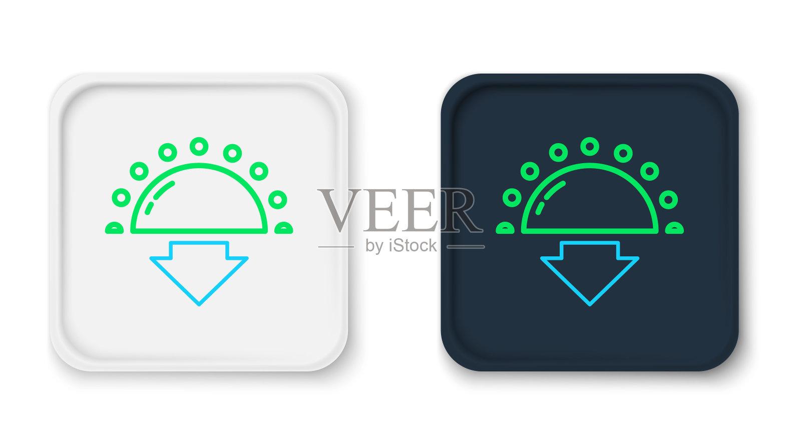 行日落图标孤立在白色背景上。色彩斑斓的轮廓的概念。向量图标素材