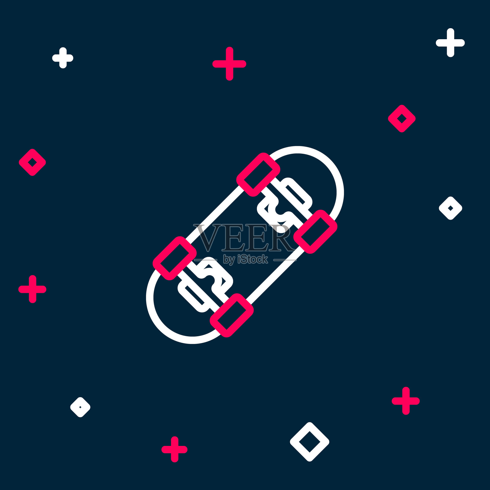 线滑板图标孤立在蓝色背景。极限运动。运动设备。色彩斑斓的轮廓的概念。向量插画图片素材