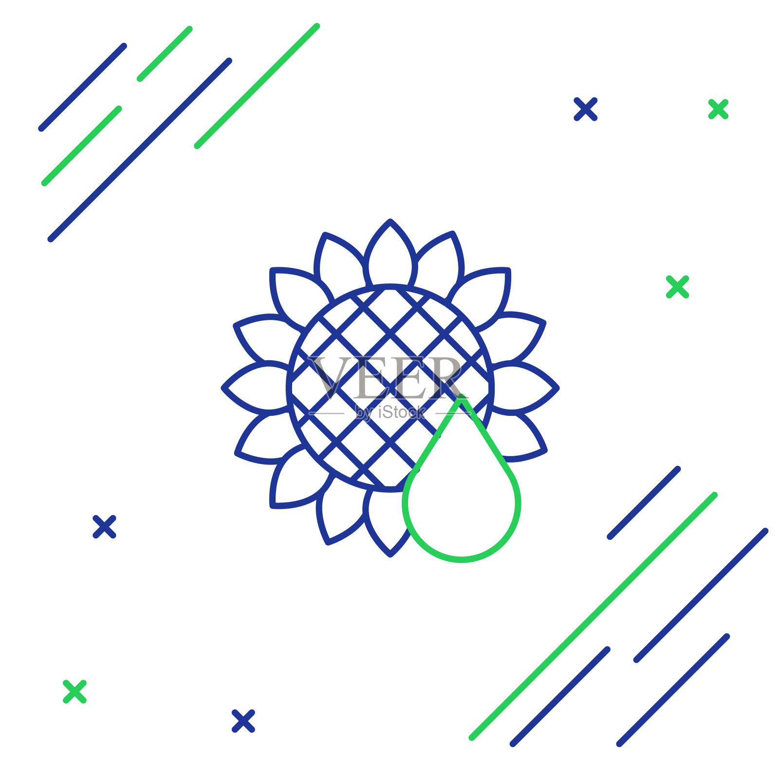 行向日葵图标孤立在白色背景上。色彩斑斓的轮廓的概念。向量插画图片素材