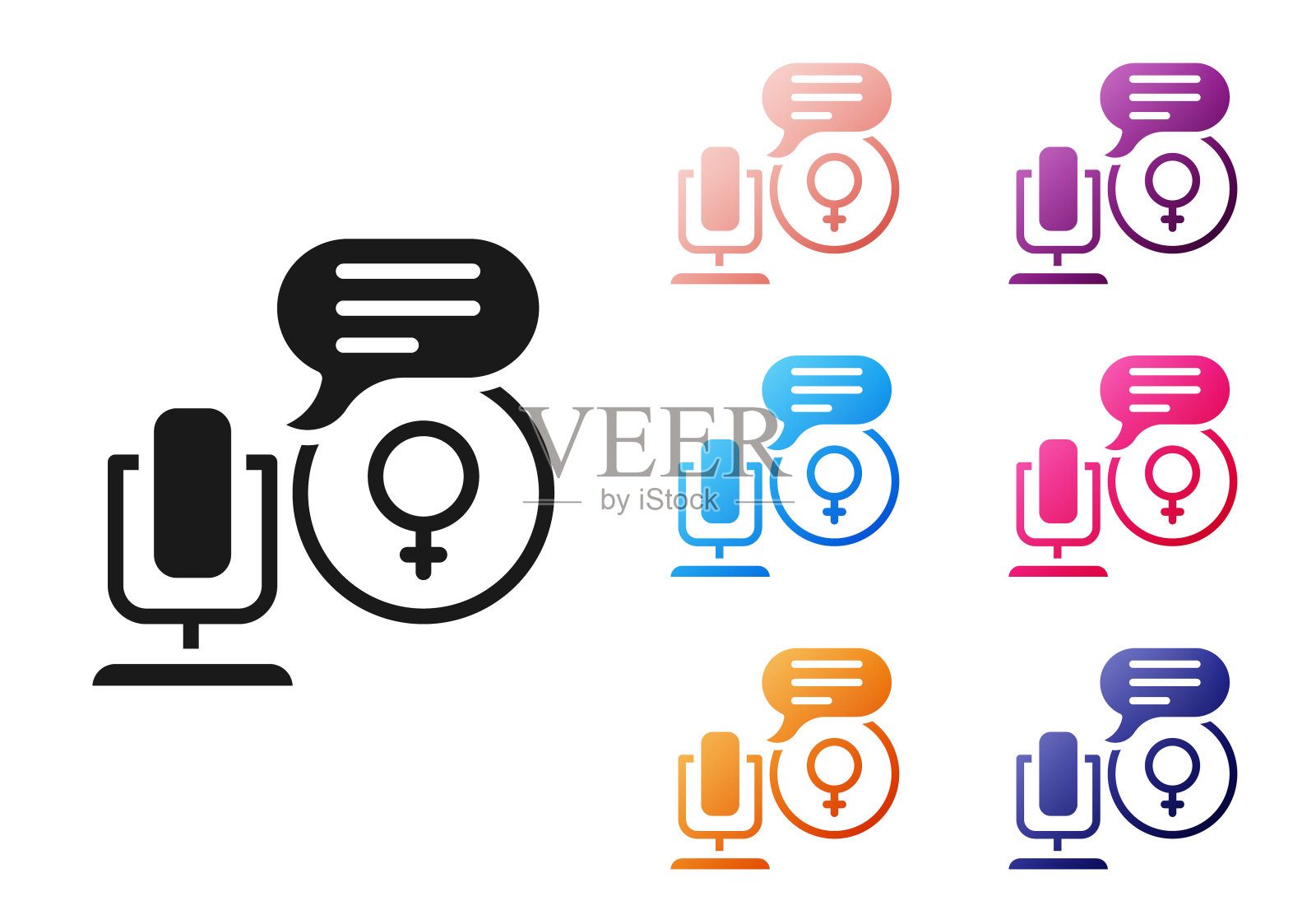 黑色麦克风图标孤立在白色背景上。在空中无线电麦克风麦克风。演讲者的迹象。设置图标丰富多彩。向量插画图片素材