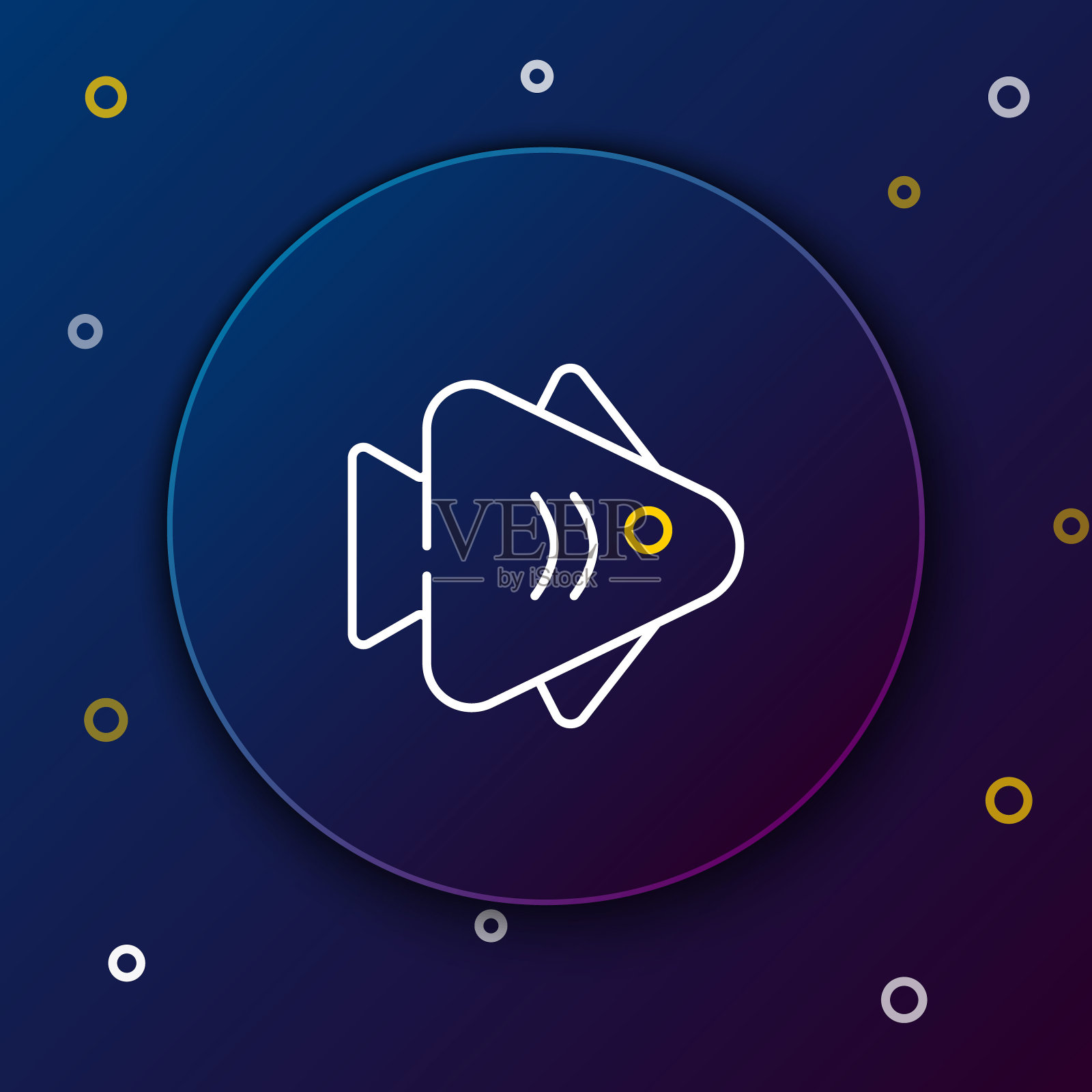 线鱼图标孤立在蓝色背景上。色彩斑斓的轮廓的概念。向量插画图片素材