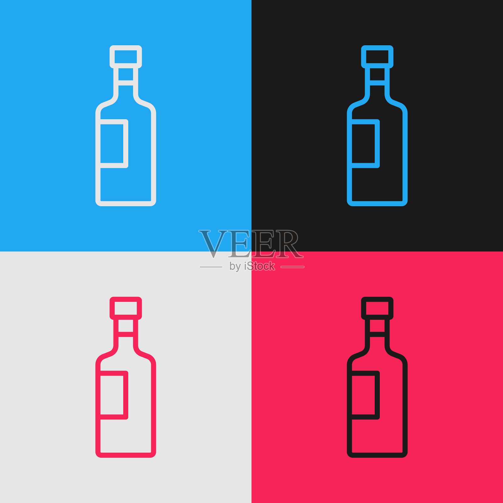 流行艺术线葡萄酒图标孤立的颜色背景。向量插画图片素材