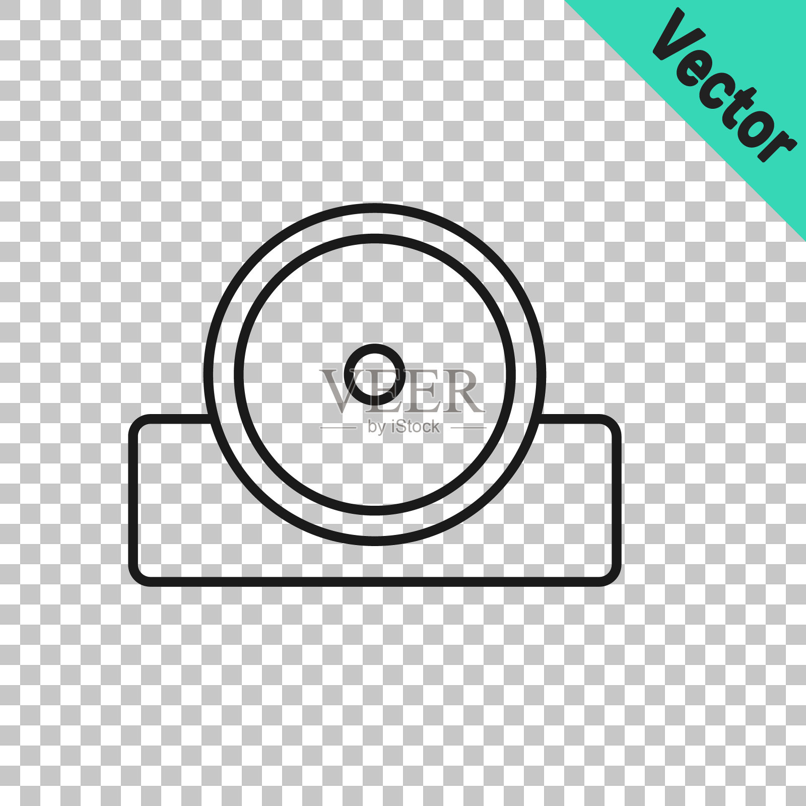 黑线耳鼻喉头反射图标孤立在透明背景上。用于检查病人耳朵、喉咙和鼻子的设备。向量插画图片素材