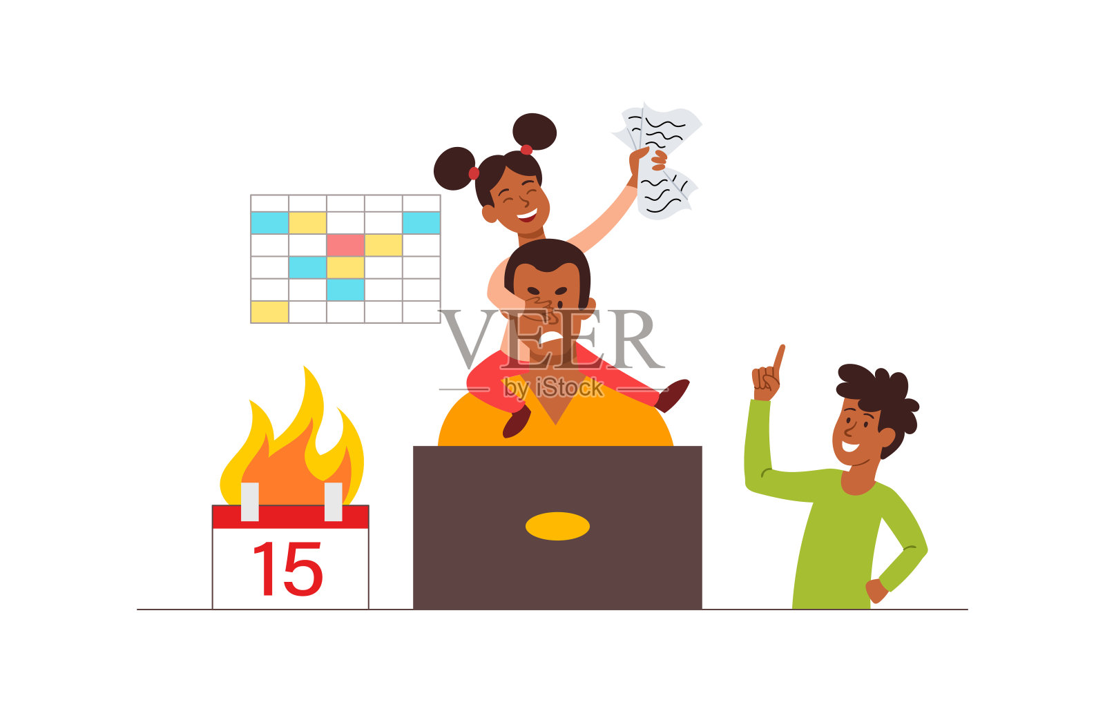 孩子们妨碍父亲的工作设计模板素材