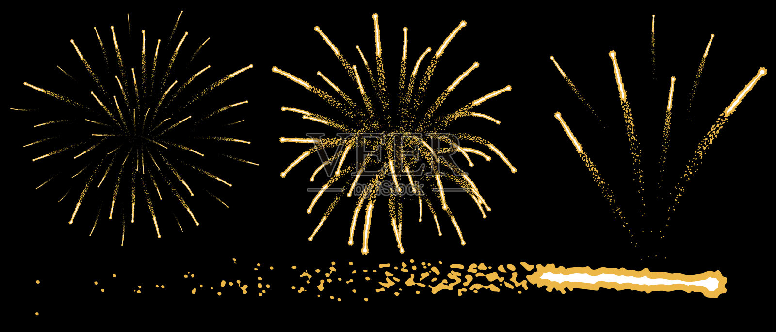 用于创作烟花的刷子。矢量插图。插画图片素材