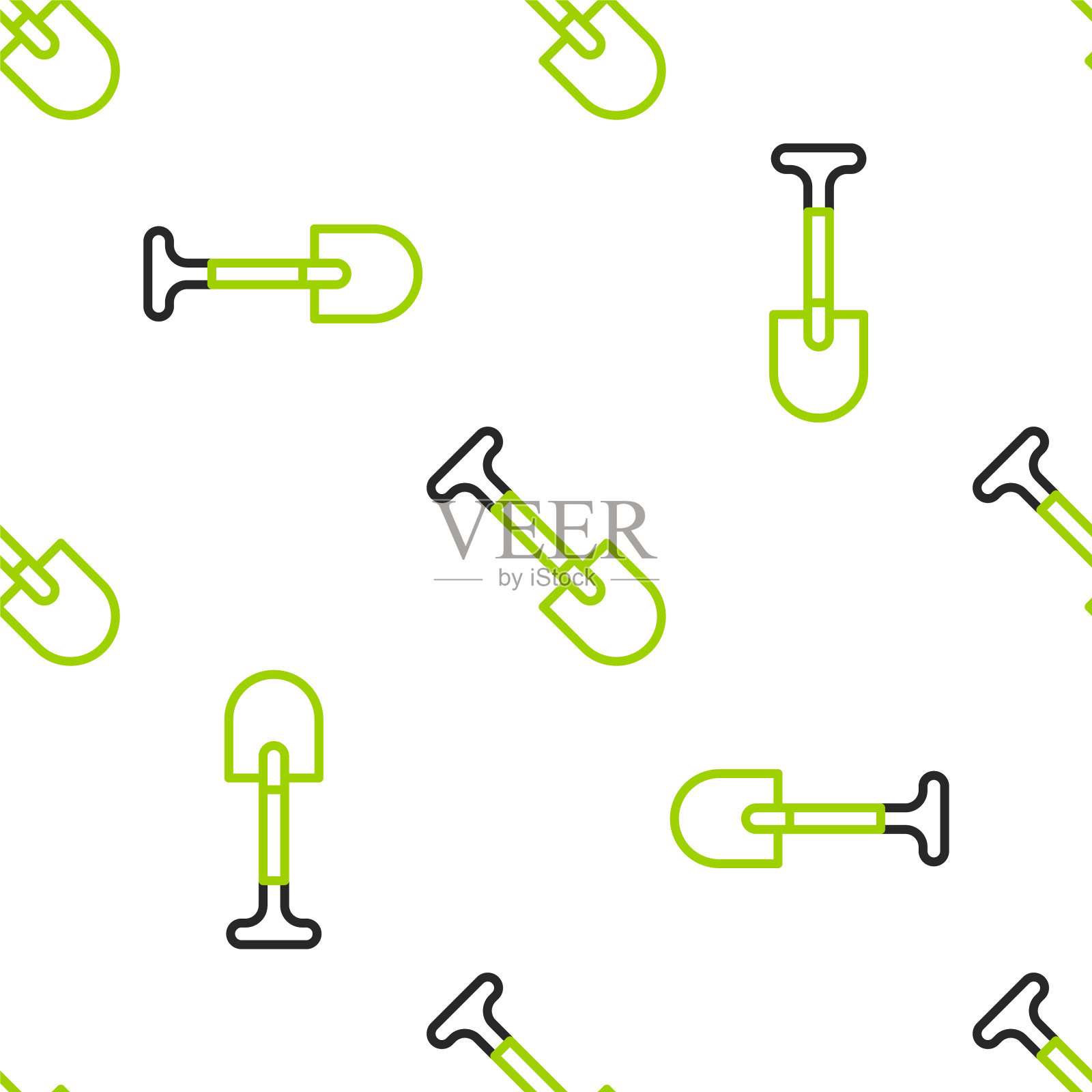 线铲图标孤立无缝模式上的白色背景。园艺工具。园艺、农业、农用工具。向量插画图片素材