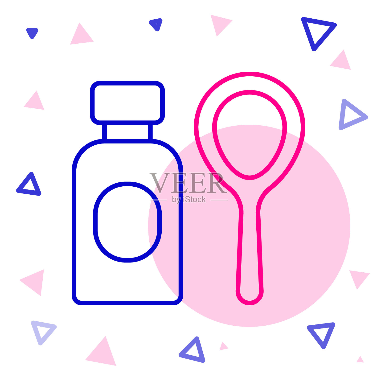 行肥皂泡沫瓶图标孤立在白色背景上。吹泡泡肥皂棒瓶子。色彩斑斓的轮廓的概念。向量插画图片素材