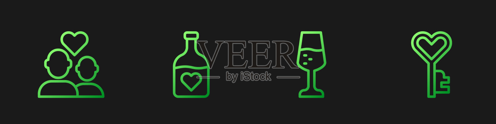 定行香槟杯情侣瓶插画图片素材