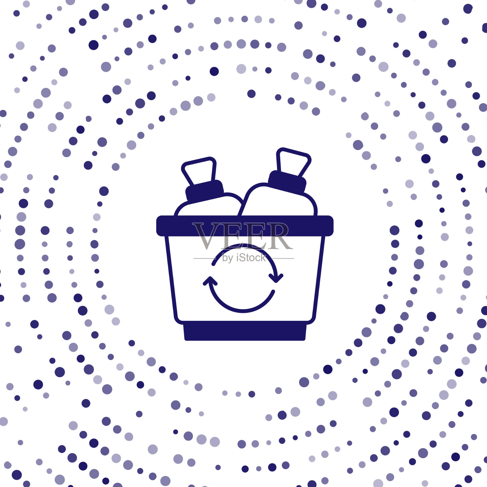 蓝色回收站与回收站符号图标隔离插画图片素材