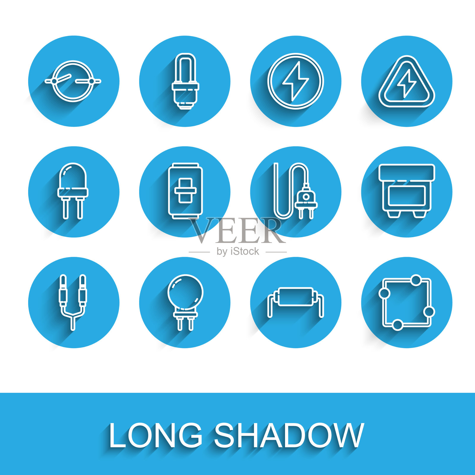 设置线音频插孔发光二极管图标素材