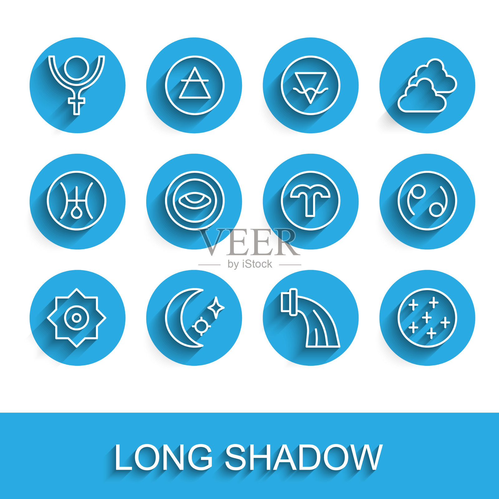 集星落线与月亮和星星符号图标素材