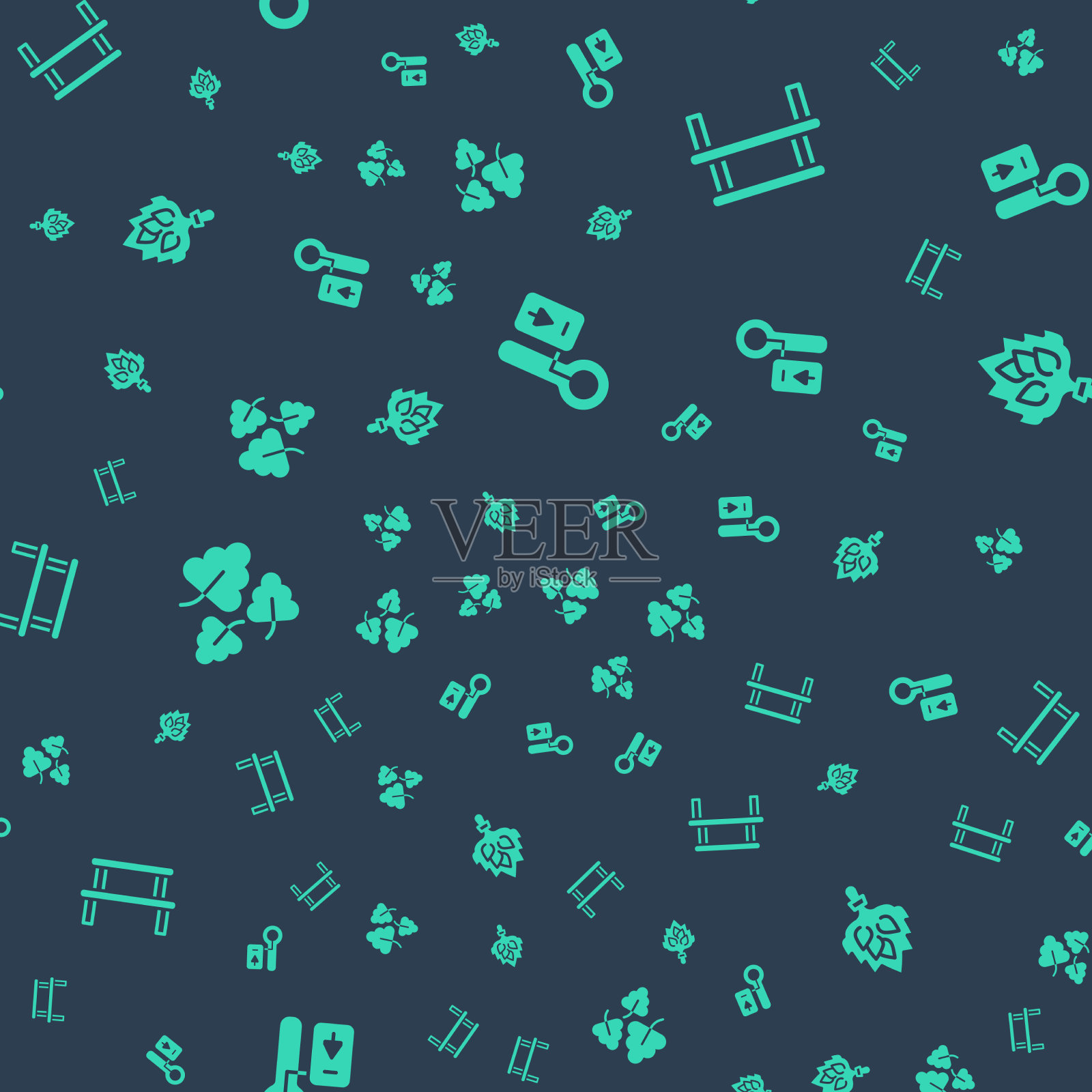 桑拿温度表设置木凳、橡树叶和插画图片素材