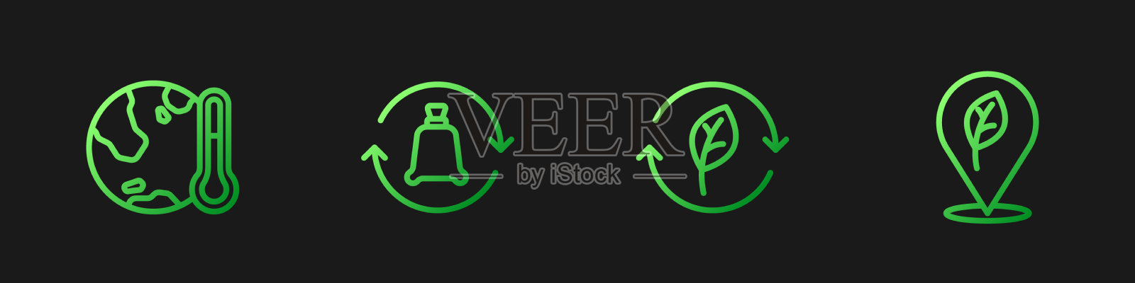 设置线回收符号与叶土融化图标素材