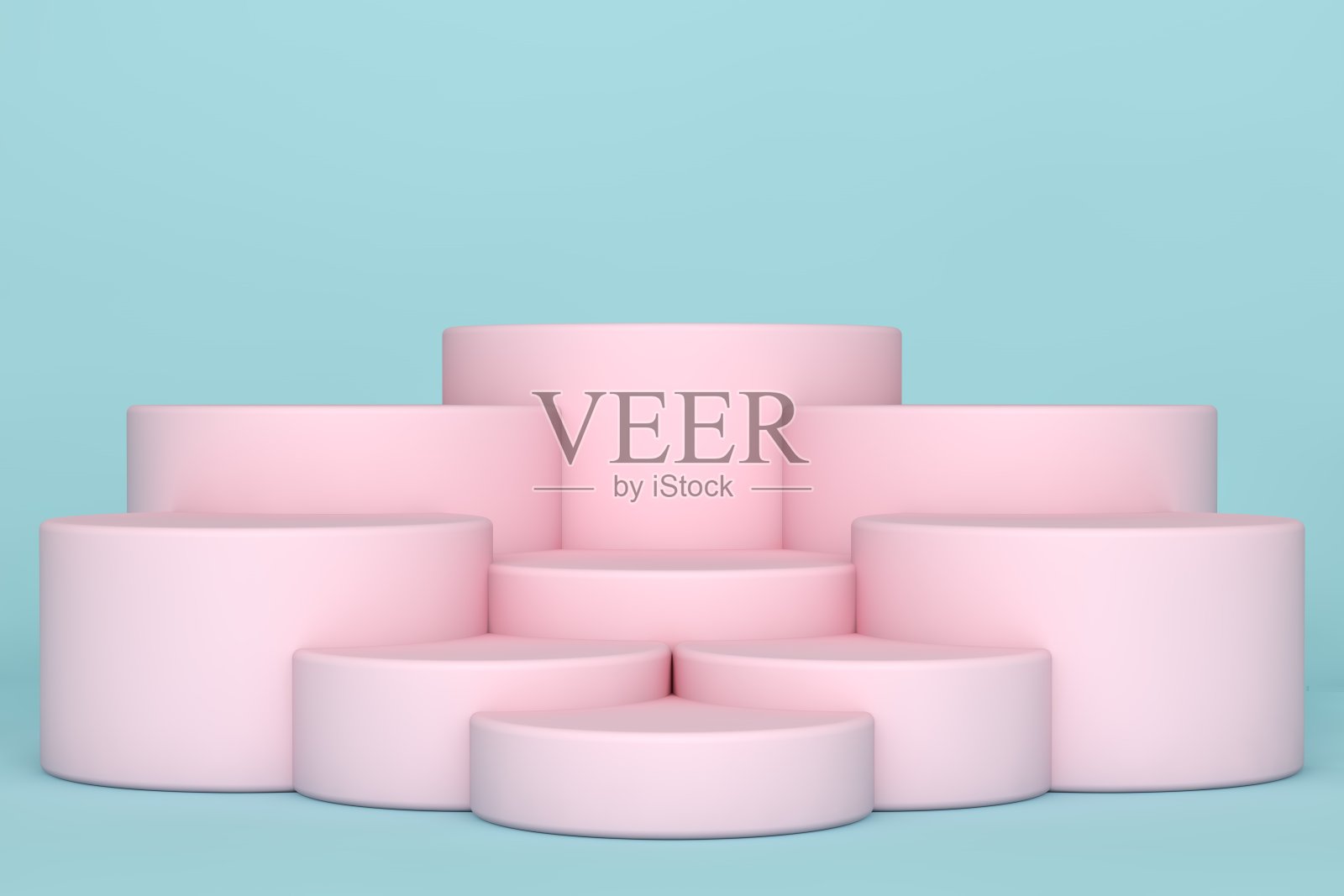 粉色和蓝色的空白场景，空的产品展台，空的产品展示舞台照片摄影图片
