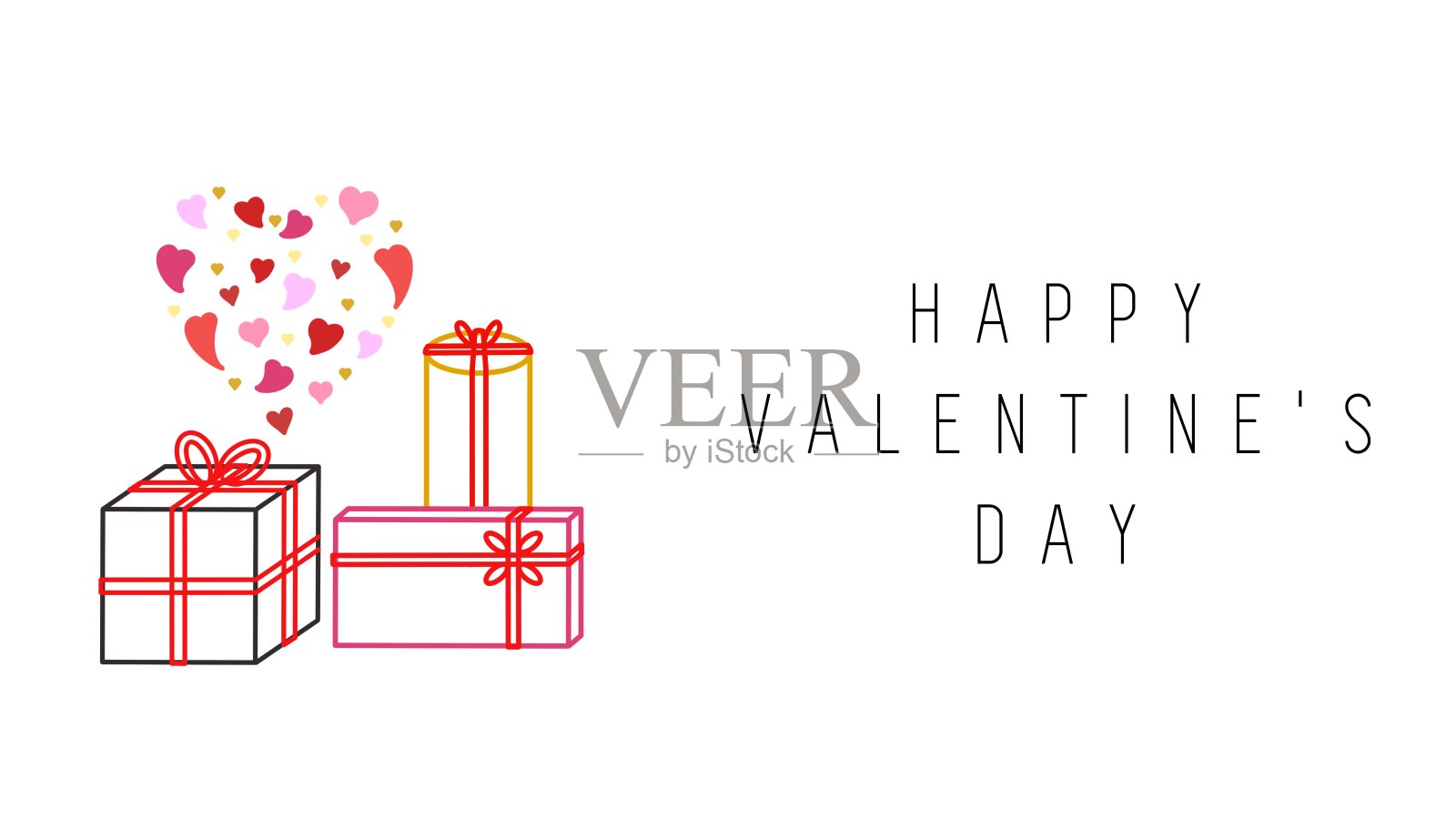 简单可爱的情人节背景(白色)插画图片素材