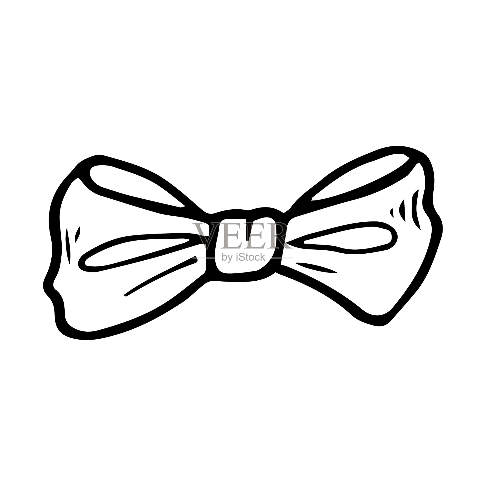 手绘蝴蝶结在涂鸦风格为不同类型的设计。黑白矢量插图。设计元素图片