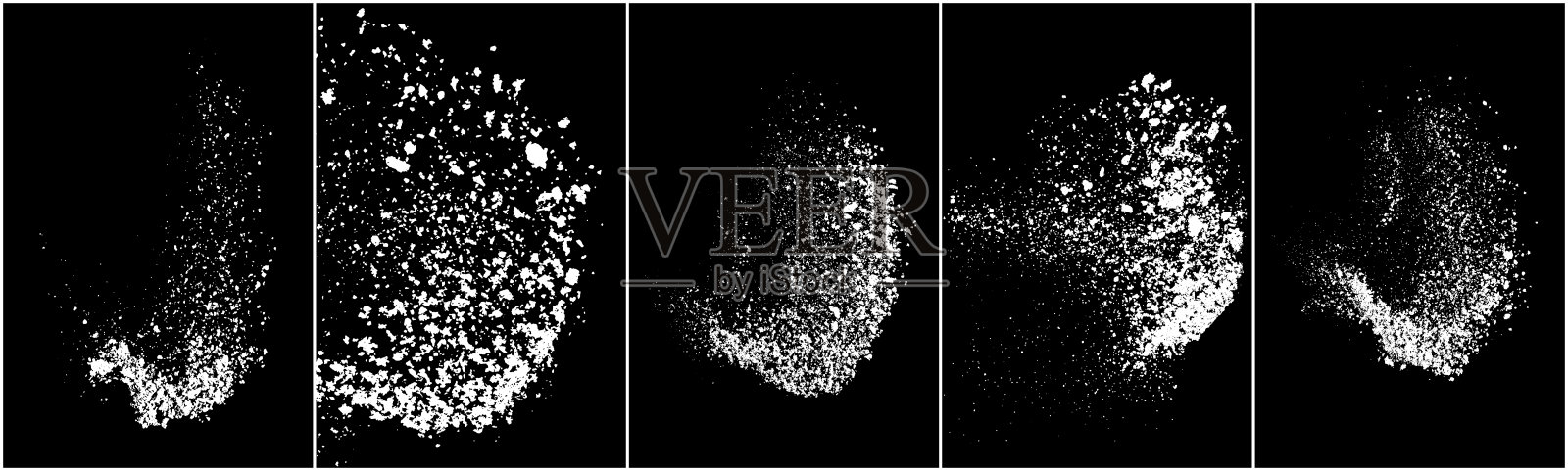 在黑色背景上孤立的白色水花集插画图片素材