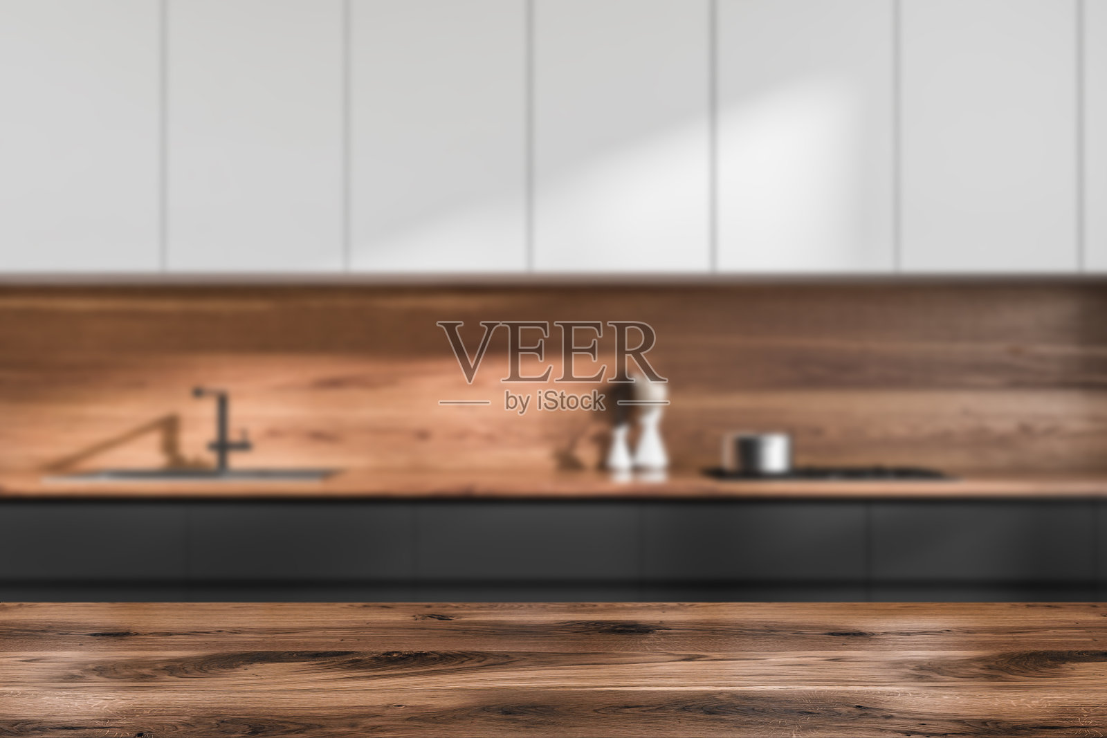 阴暗的厨房，良好的展示和广告照片摄影图片