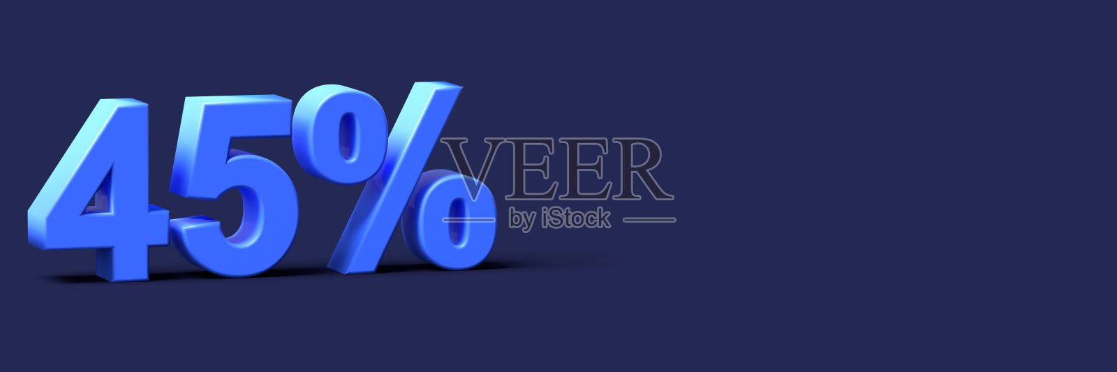 3d蓝色字45%折扣空白背景照片摄影图片